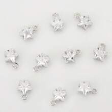 5 Pieces DIY Star Zirconia Pendants, Copper Plated With 18K Available In Gold And Silver Options, Cute Bear Accessory For Making Earrings, Necklaces, Bracelets, Anklets, Can Be Worn Daily Or Given As A Gift To Friends.