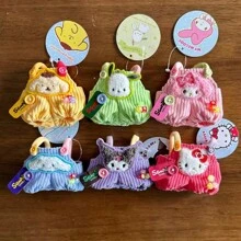 Sanrio 1pc Cute Sanrio Overalls 15-18cm Cotton Doll Kuromi Versatile Item,School Supplies,Back To School