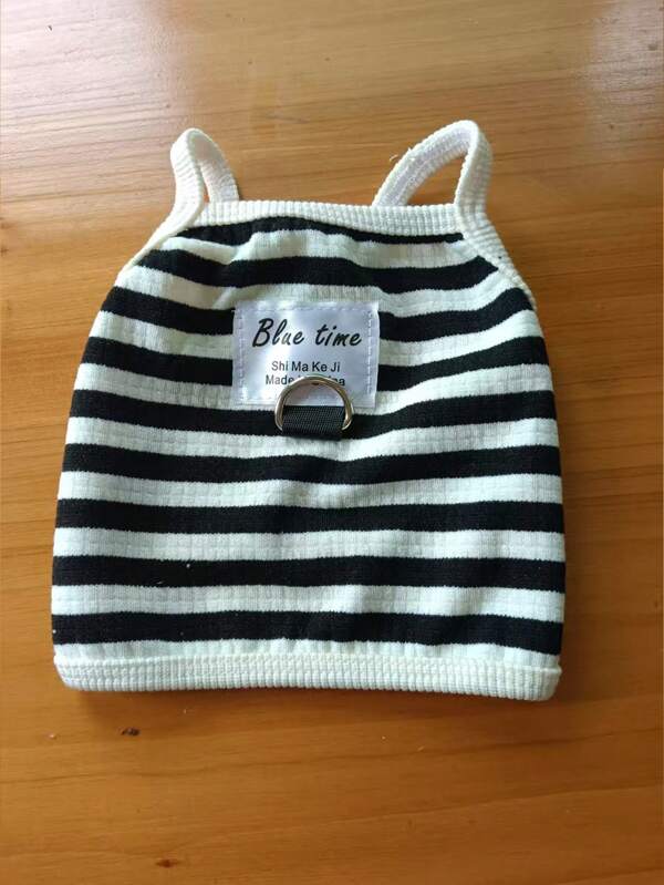 1pc French Style Black & White Striped Dog Tank Top, Summer Outfit For Small Dogs Like Toy Poodle, Bichon Frise, Preventing Shedding