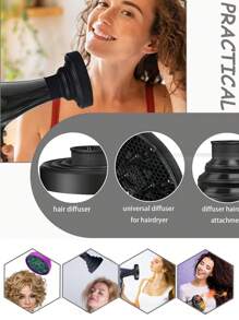 1 Pc Silicone Salon Tools Black Pink Universal Hair Dryer Diffuser Cover Adjustable Temperature Resistant Diffuser Dryer Hair Dryer Universal Silicone Hair Dryer Diffuser Attachment, Heat-Resistant Styling Tool For Defined Curls & Reduced Frizz, Fits Most Blow Dryers, Foldable Portable Design, Ideal For Home, Salon & Travel Hair Care Routine