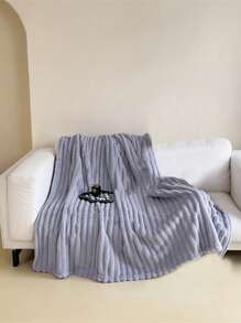 1 Pieza 180*220CM Manta De Matrimonial Tiro De Piel Sintética De Conejo Con Cortes A Rayas Anchas,Manta Suave De Doble Cara Para Cama O Sofá,Informal Para La Siesta En La Oficina