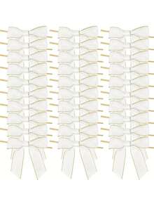 5/25/50pcs, Satin Twist Bows, Pre-Made Ribbon Bows With Gold Edges, Pre-Made Bows For Gift Bags, Cake Pops, Crafts, Wedding Favors, Gift Wrapping - Multicolor - View 7