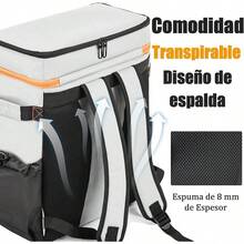 INSMEER - Enfriadores de Mochila, 50 Latas/30L, Mochila con Aislamiento a Prueba de Fugas e Impermeable, Enfriador de Almuerzo con Aislamiento Portátil, Ligero y Suave para Camping, Viajes - gris - Ver 4