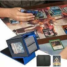 Magnetic Card Deck Box For TCG Storage, Holds 100 Double-Sleeved Cards - Black & Blue - View 11