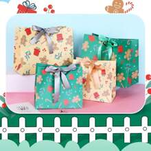 Sacola de presente com laço, sacola de presente de véspera de Natal, sacola de papel, sacola de presente