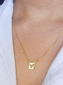 Women's Necklace With Sacred Spiritual Handle And Heart Plated In 18k Gold - Vàng - Xem 4