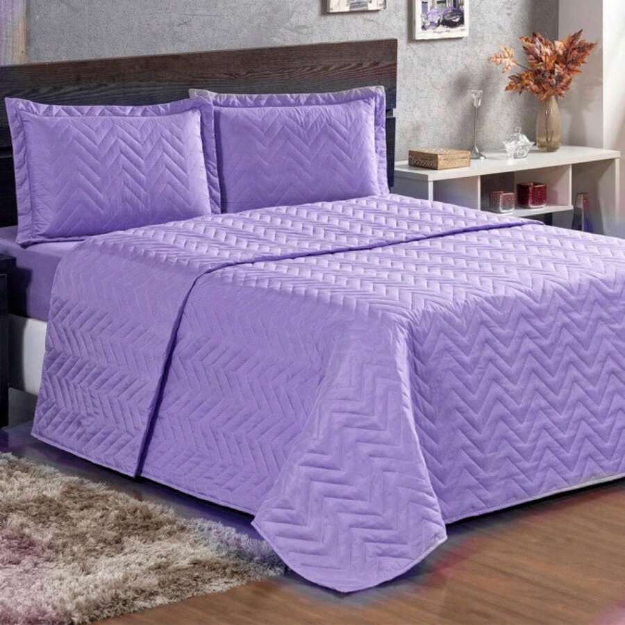 Imperium Double Standard 3-Piece Quilted Bedspread, Soft Touch, Lilac - Red Violet - View 1