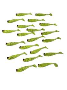 20 Peças Iscas de Pesca Macias Simulando Cauda de Peixe Pequeno 5cm 1,2g, Dourado Luminoso e Rosa, Adequado para Perca de Água Doce, Baixio, Acessórios para Pesca no Mar