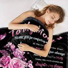 Give A Blanket As A Gift To The Most Beautiful And Charming Mother,Super Soft Flannel Printed  Blanket,As Birthday Gifts, Family, Wedding, Souvenir Blankets, Polyester Blankets Suitable For All Seasons, Washable, Machine Washable, Lightweight, Breathable, Comfortable, Warm, Unique, 280gsm For Him, Her Personalized Ideal Gifts For Her,  Family, Perfect Nap, Camping, Travel, Home, Daily Life, Office Decoration, Birthday, Anniversary, Valentine's Day, Thanksgiving, Christmas, Halloween, Mother's Day,  Wedding, New Year Gifts ,Sofa,Bed,Car,Bedroom,Living Room,Office,  Outdoor Camping, Beach,Wall Decoration - 多色 - 查看 4