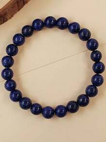 Pulseira de lápis-lazúli natural de estilo simples, presente ideal para homens e mulheres, joias artesanais para o dia a dia para amigos e familiares