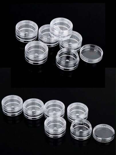 1pc/50pcs Sample Transparent Plastic Bottles, Cream Bottles Mini Cosmetic Bottle Containers Small Transparent Jars, Suitable For Storing Nail Art Accessories Powder, Suitable For Lip Balm.