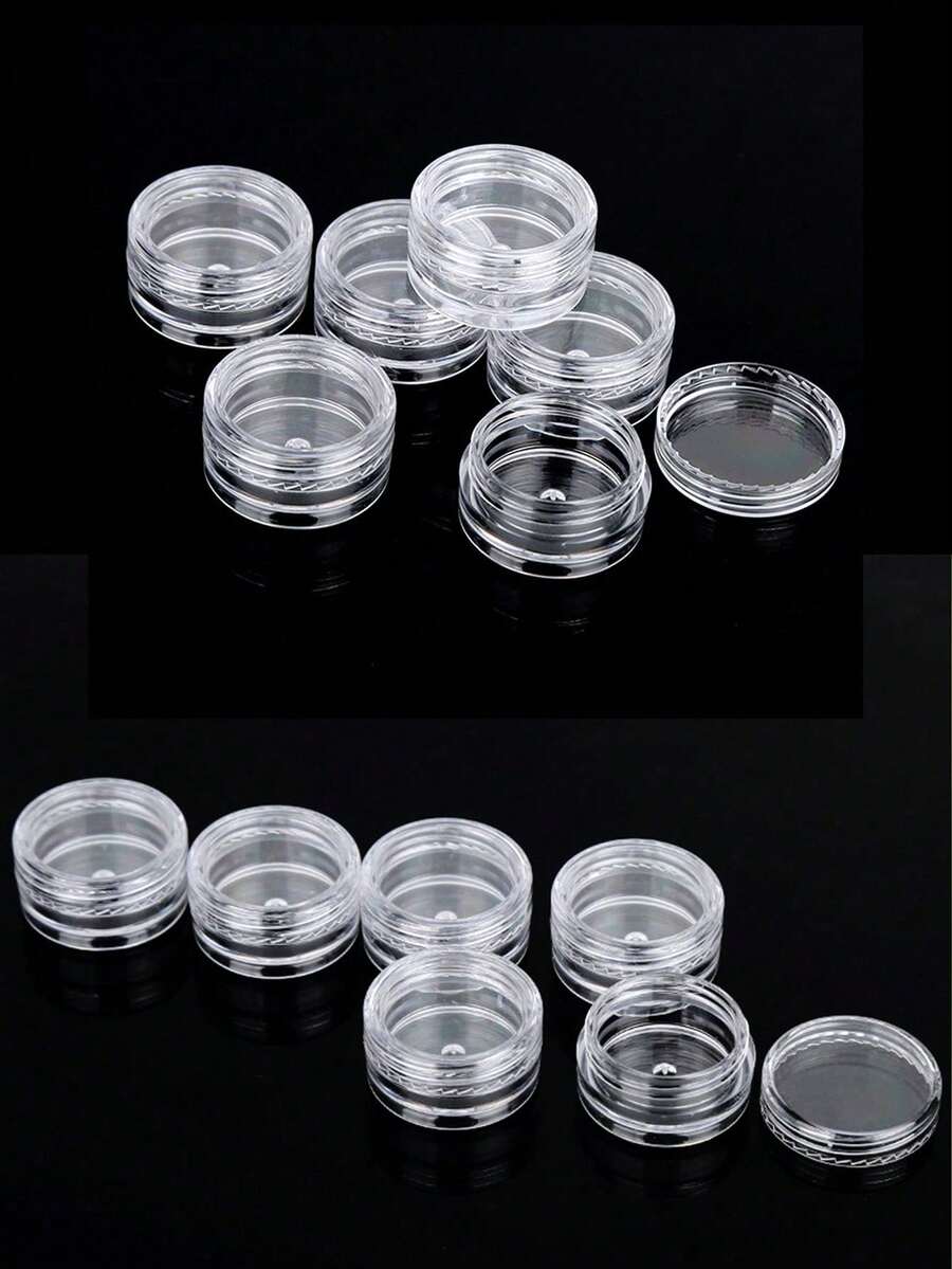 1pc/50pcs Sample Transparent Plastic Bottles, Cream Bottles Mini Cosmetic Bottle Containers Small Transparent Jars, Suitable For Storing Nail Art Accessories Powder, Suitable For Lip Balm. - Clear - View 1