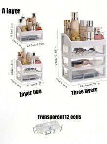 1pc Makeup Organizer Storage Box, Large Capacity Portable Travel Makeup Case, Waterproof Dustproof Jewelry Box, Multi-Layer Display Rack For Lipstick, Nail Polish, Stationery, Suitable For Living Room, Bedroom, Bathroom, Dorm, Desk