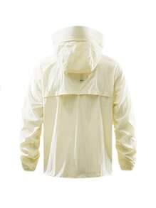 1 pieza Chaqueta informal holgada para hombre, con cremallera, con capucha, resistente al viento y al agua, adecuada para primavera/verano/otoño
