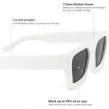 cuadradas rectangulares gruesas de moda para hombres y mujeres, estilo de diseñador - Blanco - Ver 6