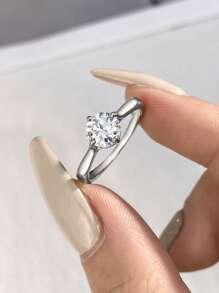 1 pièce Bague classique à quatre griffes, conception de couleur D 1 ct Moissanite Diamond, Bague de mariage en argent sterling S925 convenant aux femmes, fiançailles, épouses, petites amies, cadeaux d'anniversaire, cadeaux d'anniversaire de mariage, Bijoux de mariée fin