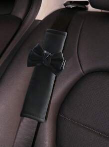 2pcs Seat Belt Shoulder Cover Premium Cute Female Decorative Bow Seat Belt Anti Buckle Shoulder Cover Car Seat Belt Cover Leather Seat Belt Cover