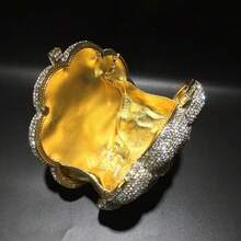 Rose Rhinestone Pack Empty Metal Crystal Dinner Pack Diamond Pack Women's Clutch - Green - View 2