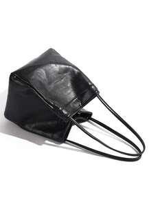 2025 Frühjahr/Sommer Neuer Stil Damen Handtaschen tragbare Lunchbox Tasche schwarze Farbe Henkeltasche Damen Business Patent Leder kleine Umhängetasche Mode minimalistisch schwarze Beuteltasche Damen Lässig leicht einfarbige PU Leder Handtaschen