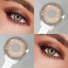 Lentes de contacto de color marrón Lalens de 2 piezas, maquillaje de ojos, lentes de contacto de color natural agrandador suave, lentes de contacto de color cosméticos suaves con duración de medio año