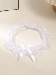 1pc Lace Floral Bow Bridal Leg Garter, Fashionable & Minimalist Wedding Leg Accessory - Multicolor - View 3