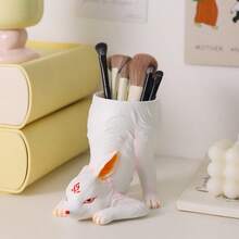 1pc Minimalist Creative Pen Holder For Office Desk Vanity Makeup Brush Organizer Modern Desk Decor Storage Container Cute Aesthetic Gift For Friends Students Family Home Room - White - View 12