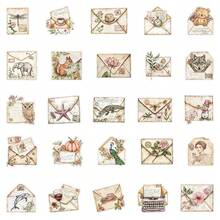 50 件复古信封贴纸，手机壳、电脑、墙壁、滑板、吉他、桌面装饰贴纸，个性化自粘，学校用品，返校 - 彩色 - 查看 8