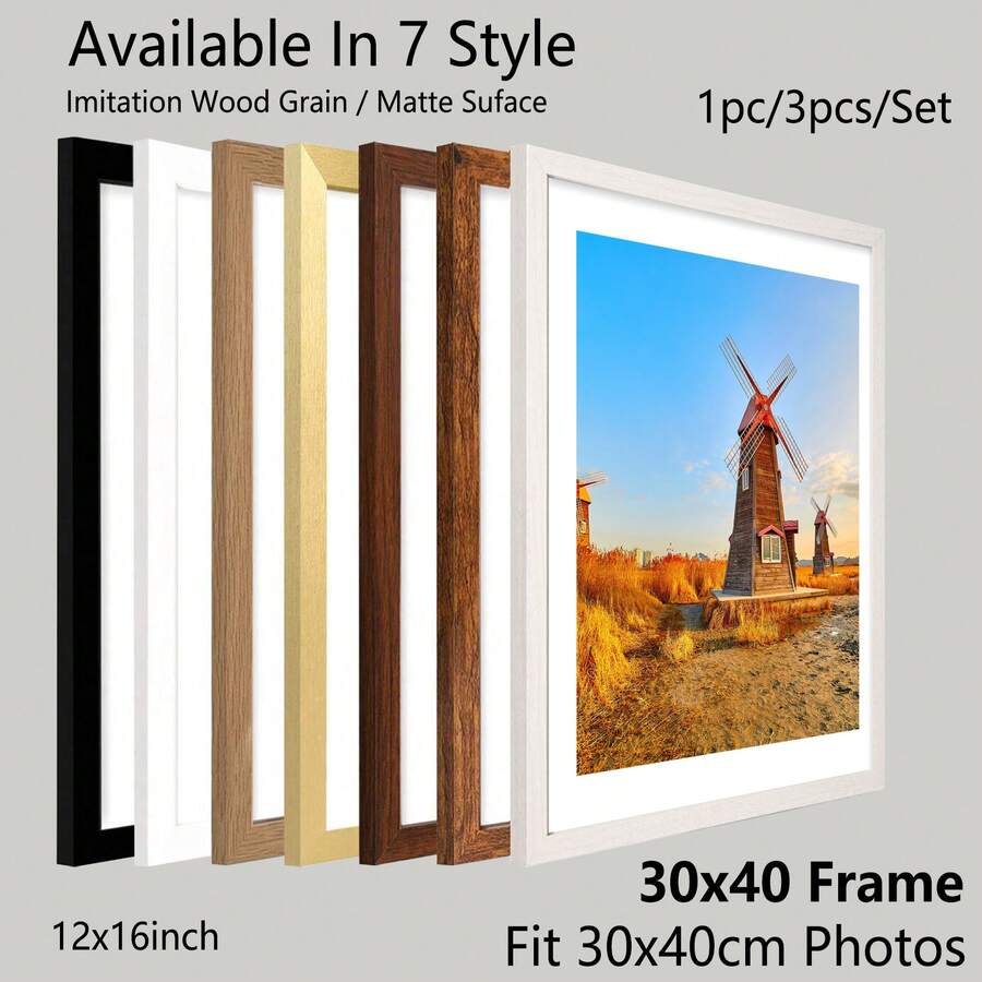 1/3个装 30x40厘米木质相框，适用于30x40厘米/12x16英寸照片，黑色及多种颜色可选，不含相纸，生日/毕业礼物 - 彩色 - 查看 1