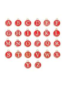 26 件字母串饰，首字母 A-Z 圆形双面珐琅字母串饰吊坠珠，适用于 DIY 个性化珠宝制作配件 - 彩色 - 查看 14