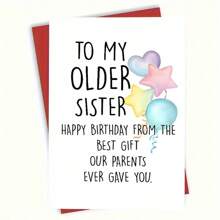 1pc Birthday Greeting Card, Sincere Blessings For Sister,School Supplies,Back To School