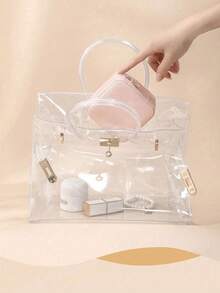 1 便携式珠宝盒带镜子旅行珠宝收纳盒 Ins 风格多功能珠宝盒防氧化大容量珠宝整理盒适用于耳环耳环戒指项链吊坠口红等配饰和美容工具接收情人节礼物送给女性的礼物母亲节礼物化妆旅行洗漱用品整理器必需品礼物收纳拉链配件指甲夏季旅行女士收纳整理器旅行必需品返校 - 彩色 - 查看 6