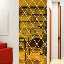 1 Set DIY Wall Mirror Furniture Stickers, Self-Adhesive Puzzle Installation Removable Wall Art Stickers, 2D Geometric Art Decor, Diamond Shaped Acrylic Mirror Wall Decals, Suitable For Bedroom, Living Room, Home, Office, Furniture Decoration Home Decor Back To School Room Decor School Supplies