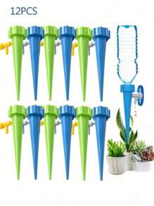 Self Watering Spikes: Automate Your Plant Watering With Adjustable Slow Release Control Valve Switch!Automatic Drippers For Vacation - Adjustable Control Valve - Ideal For House, Garden, And Office Plants(Random Color)