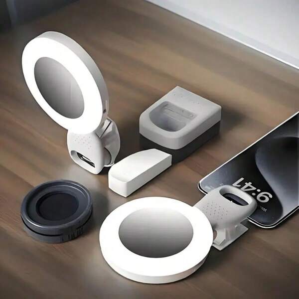 1 pieza Luz de Anillo Selfie LED recargable por USB con 9 ajustes, diseño portátil y compacto adecuado para smartphones, portátiles, cámaras - Excelente regalo para entusiastas de la fotografía, liviano | Diseño portátil | Brillo ajustable