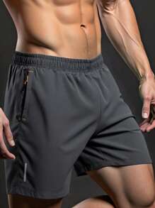 1 pieza Pantalones cortos deportivos para hombre para primavera/verano, pantalones cortos casuales de entrenamiento para correr y hacer fitness, sueltos, transpirables, ligeros y de secado rápido, con rayas reflectantes y estampado, ideales para entrenamientos de verano