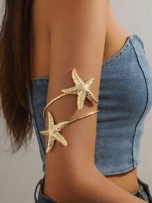 1 pieza Brazalete de doble capa con diseño minimalista y ahuecado, elegante accesorio de personalidad, brazalete abierto