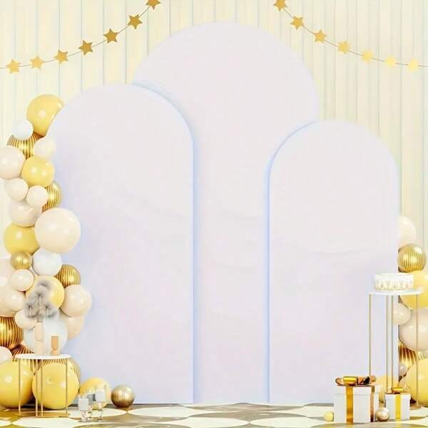 Bogenförmiger Hintergrund, 1,5 m, 1,8 m, 2 m, 2,2 m weißer Hochzeitshimmel-Überzug mit 2 Seiten Spandex-Passform Stoff, geeignet für Geburtstags-Party Hochzeitshimmel-Gestell Dekoration (Regal nicht enthalten, nur Stoffhintergrund)