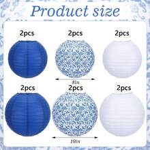 12 chiếc đèn lồng giấy họa tiết sứ xanh trắng truyền thống Trung Quốc, thích hợp cho lễ hội, tiệc tùng và trang trí nhà cửa - Nhiều màu - Xem 9