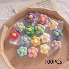 10/50/100 chiếc hoa trang trí móc thủ công, mềm mại, thích hợp để trang trí áo len, quần áo, phụ kiện tóc và đồ dùng may vá trang trí nhà cửa | Màu sắc ngẫu nhiên - Nhiều màu - Xem 12