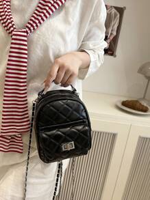 Mini Crossbody Bag, Fashionable Handheld Small Backpack, Rhombus Chain Versatile Everyday Shoulder Bag