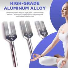 Angel Tuning Fork Set - 4096 Hz, 4160 Hz, 4225 Hz, For Sound, Musical Instruments, With Wooden Mallet And Soft Storage Bag (Gold/Silver)