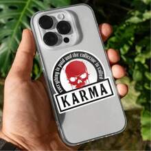 Karma Vinyl Stickers, Skull Red Stickers, Cool, Suitable For Car Bumpers, Water Cups, Tablets, Mobile Phone Cases, Etc., Disposable Stickers