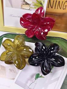 大号花朵图案发夹，时尚、优雅、简约，用途广泛，适合日常、休闲、派对、通勤、度假、马尾辫、发髻发型、洗脸、淋浴、化妆、夏季服装配饰 - 彩色 - 查看 7