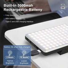 本地配送 - 自拍灯，带前后夹的手机灯，60 LED 便携式灯，3 种模式，5000mAh 可充电视频灯，适用于手机、iPad、笔记本电脑、化妆、直播、Vlog，适合自拍和直播、摄影、便携式灯 - 彩色 - 查看 7