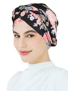 Gorro musulmán de mujer con estampado, turbante tejido, cubierta para la cabeza para cáncer, quimioterapia, árabe, gorro, gorro de lana de moda para pérdida de cabello