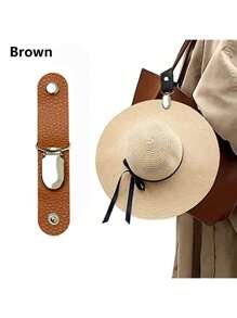 PU Leather Hat Clip For Travel Solid Color Hat Clips For Luggage, Multifunctional Baseball Cap Clip, Hat Companion Outdoor,Mini Travel PU Leather Hat Clip, Outdoor Backpack Luggage Organizer Clip, Multifunctional Straw Hat Clip, Hat Accessories, Securely Attach Your Cap To Bag Or Luggage