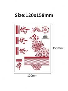 4pcs Henna Lace Floral Mandala Waterproof Temporary Tattoo Sticker, For Women, Suitable For Festivals, Parties, Weddings, Makeup Performance, Multi-Scene Design