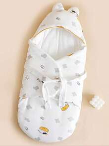1 件可爱小奶牛印花新生儿防惊吓睡袋，婴儿襁褓袋，适合医院和家庭使用，爱情人节