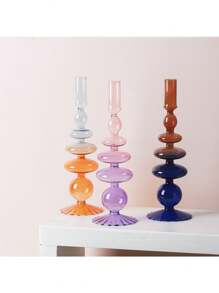 1 pieza Candelabro de vidrio creativo y sencillo, florero artístico para decoración del hogar, sala de estar y mesa, ideal para insertar flores secas
