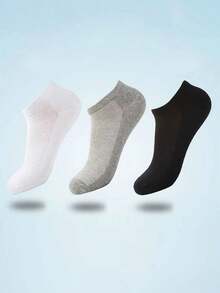 5 Pairs Men's Black, White, Gray Breathable Mesh Ankle Socks, Summer - Multicolor - View 4